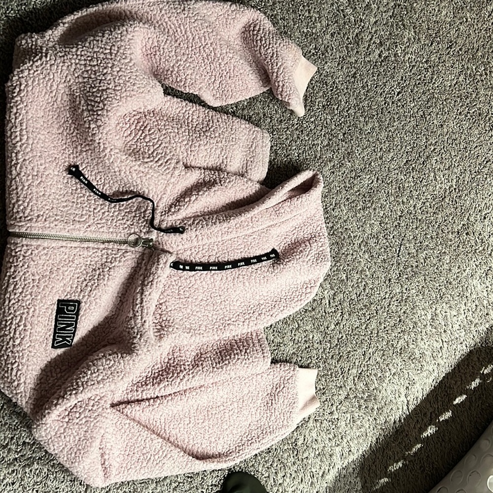 Pink Half Zip Up Hoodie
